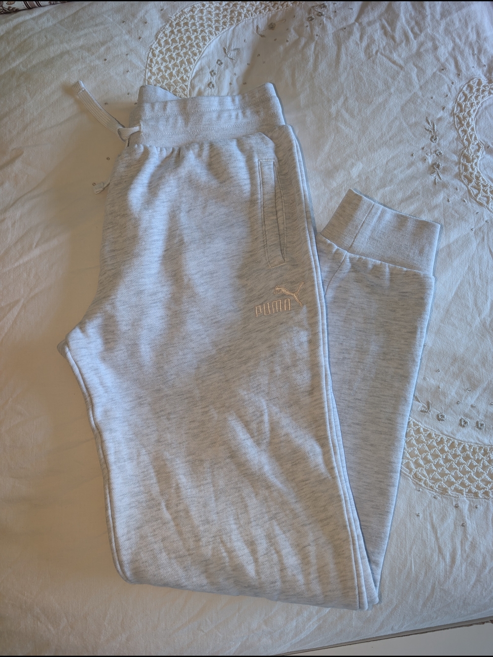 Puma Light Gray Kids Sweatpants